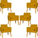 Ver imagem 1 de Kit 6 Poltronas para Recepção Nina Suede Cores Pé Palito 30cm Castanho - Suede
