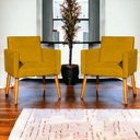 Ver imagem 5 de Kit 6 Poltronas para Recepção Nina Suede Cores Pé Palito 30cm Castanho - Suede