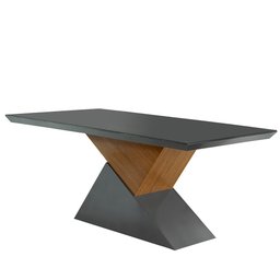 Mesa Aster 180 Cm Tampo Em MDF e Vidro Com Canto Reto - 1