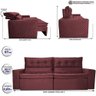 Sofá Retrátil e Reclinável 2,00m Cama inBox Charm Velusoft Vinho - 2