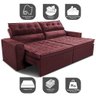 Sofá Retrátil e Reclinável 2,00m Cama inBox Charm Velusoft Vinho - 3