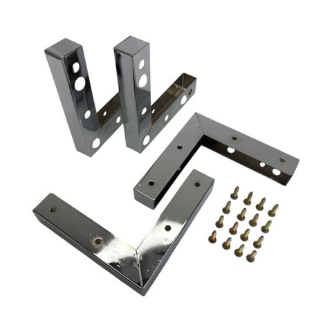 Kit 4 Pés Cromado para Sofá Cantoneiras de Ferro C/ Parafuso