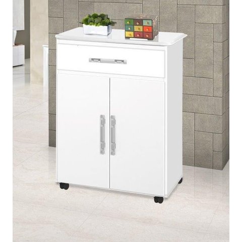 Balcao Napoli Branco 02 portas + 01 gaveta com rodizios PASSE BEM