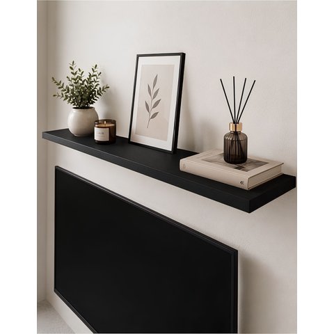 Prateleira Grossa Madeira MDF Suporte Invisível 120x15 cm:Preto