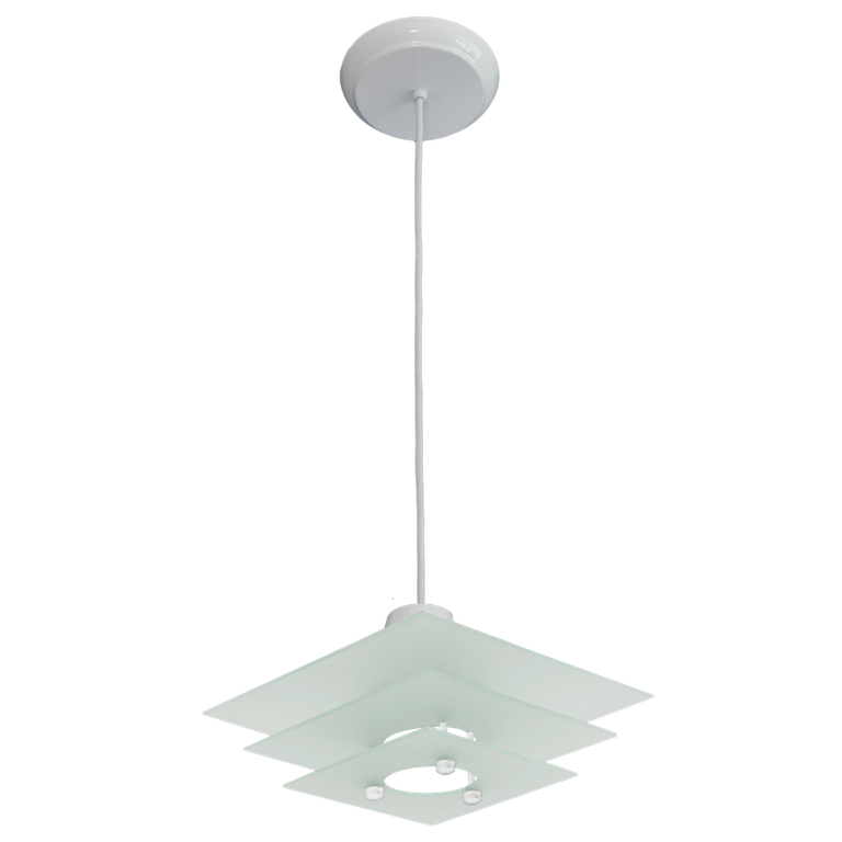 Lustre Pendente Square 3 Vidros Quadrados Foscos Sala Quarto