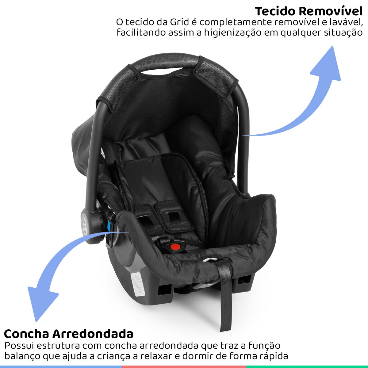 Bebe Conforto Cadeirinha Auto Infantil 0 Até 13Kg Dispositivo de Retenção Grid Black Galzerano Bebê  - 3