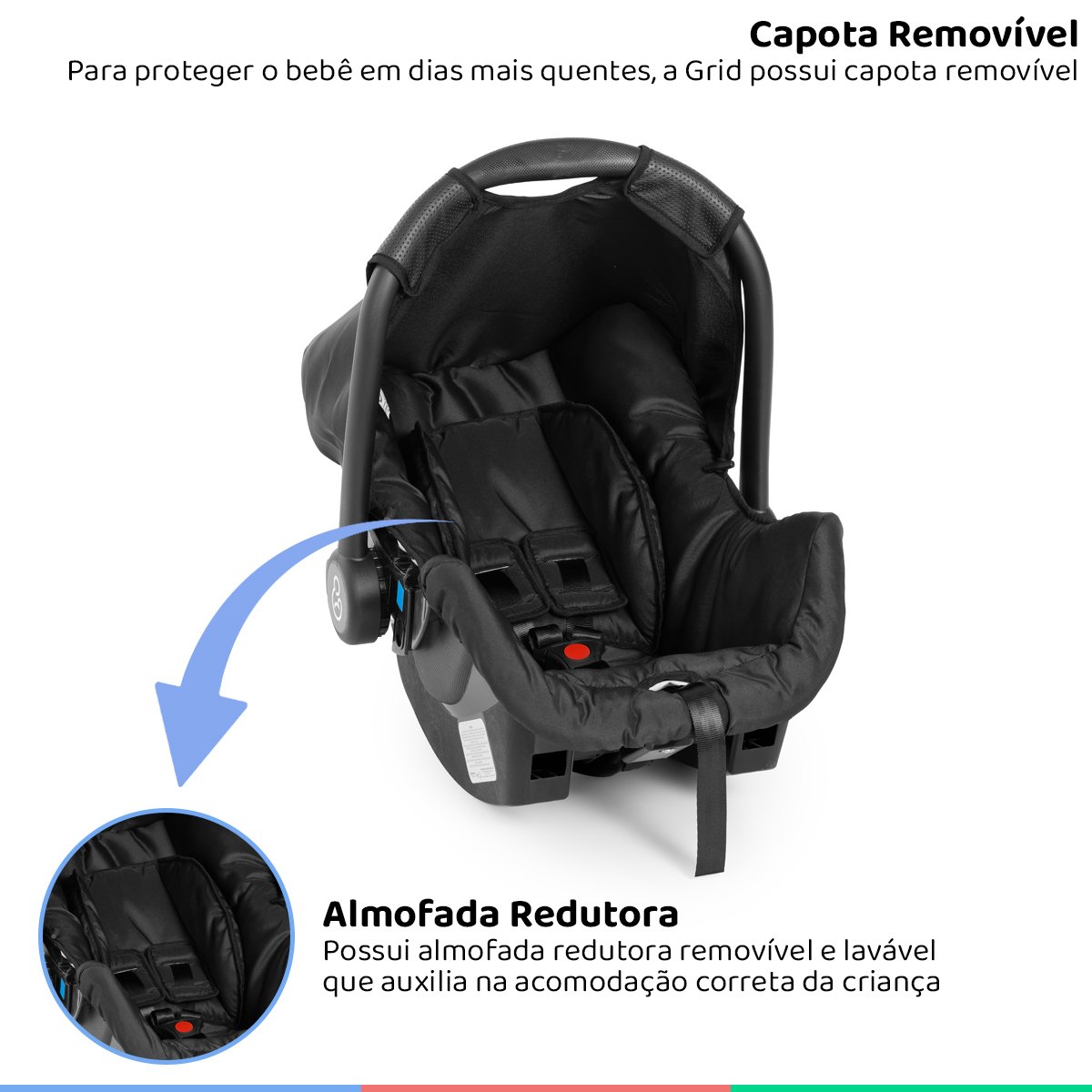 Bebe Conforto Cadeirinha Auto Infantil 0 Até 13Kg Dispositivo de Retenção Grid Black Galzerano Bebê  - 2
