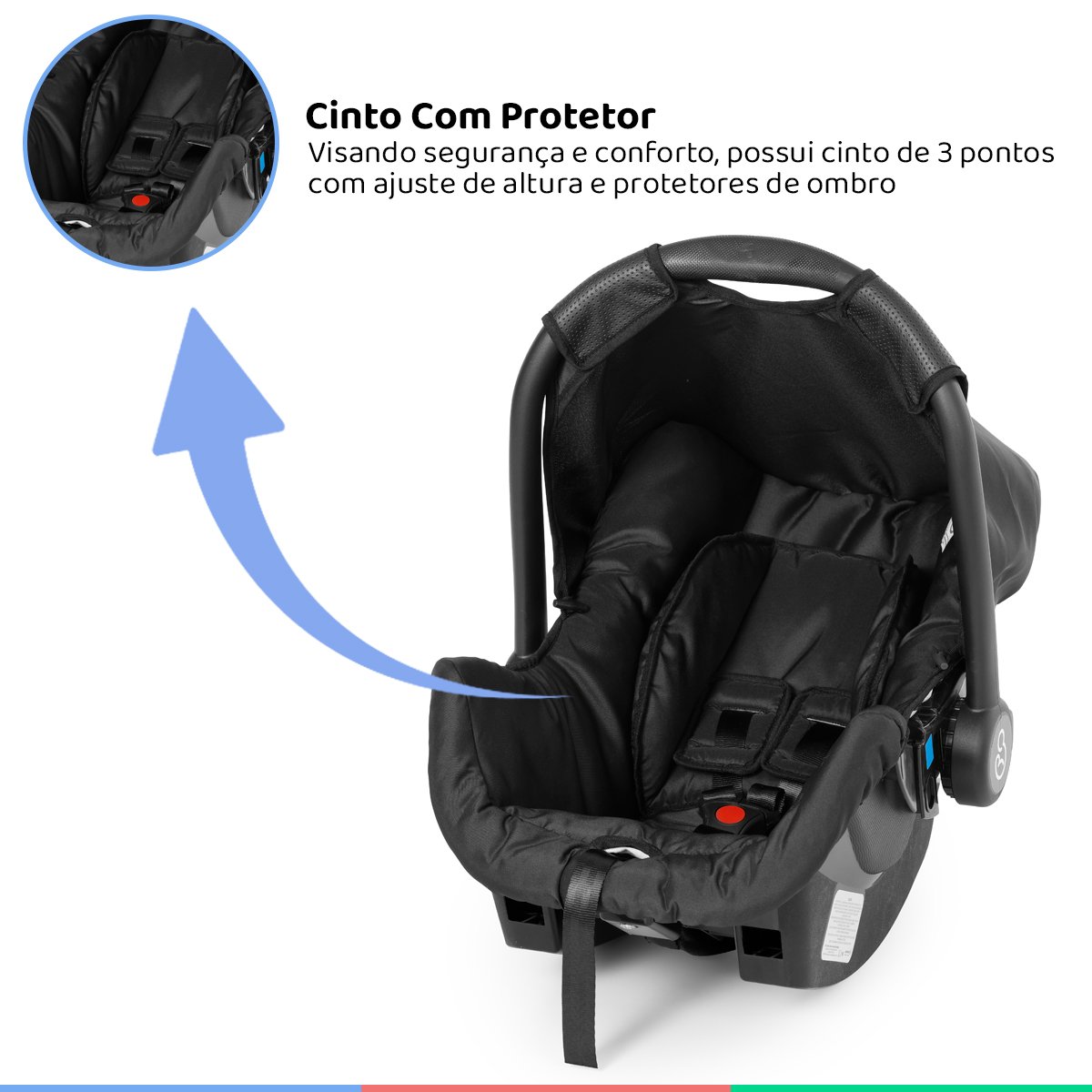 Bebe Conforto Cadeirinha Auto Infantil 0 Até 13Kg Dispositivo de Retenção Grid Black Galzerano Bebê  - 4