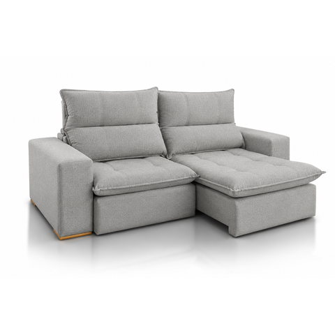 Sofá Retrátil e Reclinável York com Molas Ensacadas | Conforto Premium:Linho Cinza/2,30