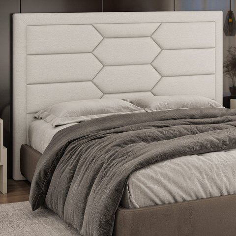 Cabeceira para Cama Box Casal 161cm Kauai Bouclé Suave Off White - Sallar Home