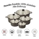 Ver imagem 2 de Jogo de Panela Fundida Alumínio Batido Caçarolas 5 Peças Tampa de Vidro - Craqueado