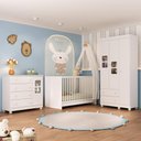 Ver imagem 2 de Quarto de Bebê Completo com Berço 3 em 1 com Colchão Incluso Sol Multimóveis Mp4542 Branco
