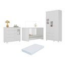 Ver imagem 1 de Quarto de Bebê Completo com Berço 3 em 1 com Colchão Incluso Sol Multimóveis Mp4542 Branco