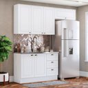 Ver imagem 1 de Cozinha Compacta 200cm Americana 3 Peças 6 Portas 3 Gavetas Henn - Branco Hp Fosco
