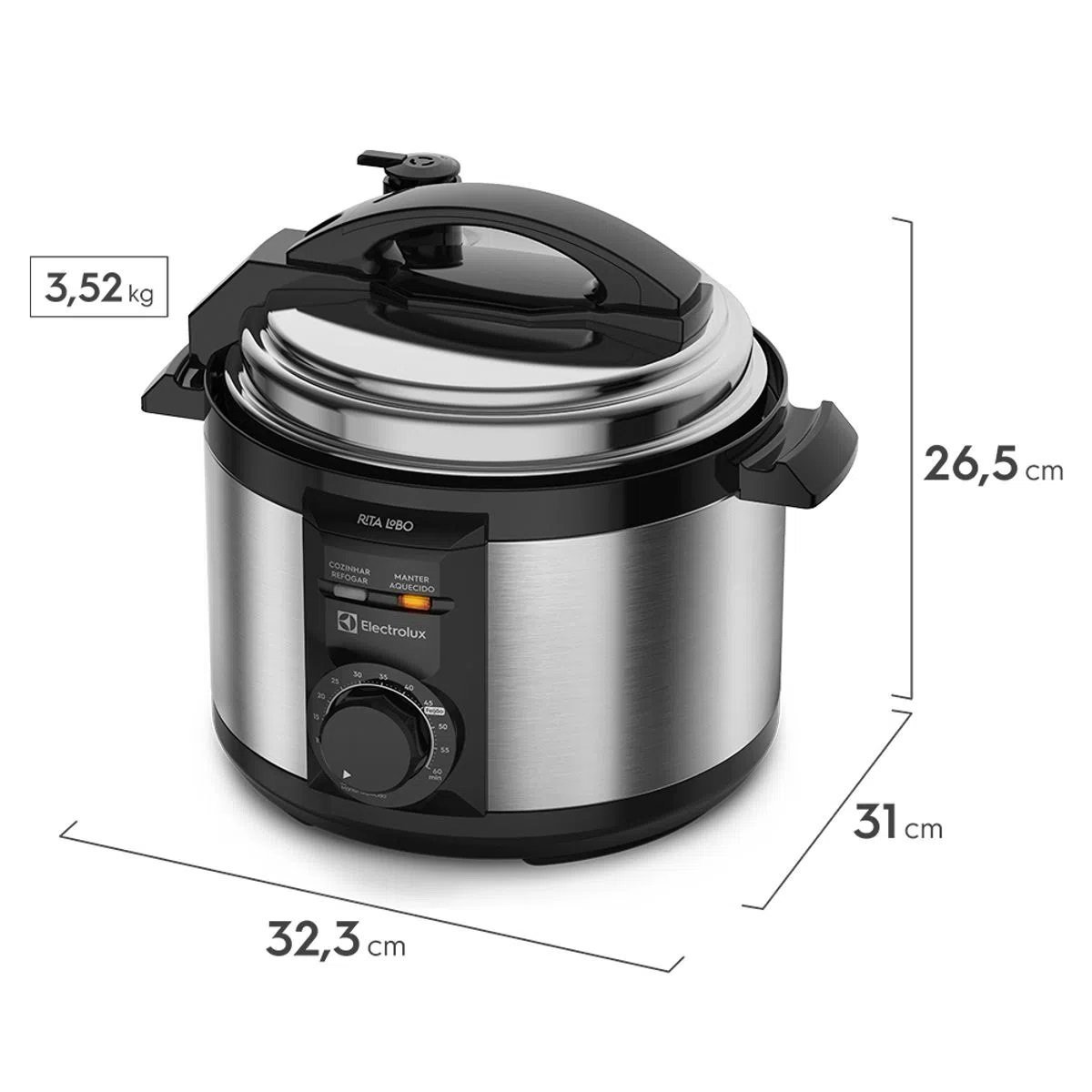 Panela de Pressão Elétrica Electrolux 3l Inox com Timer Pce15 127v - 2