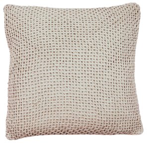 Capa de Almofada Trico Rustico Bege Claro Cru 45x45