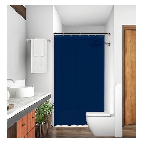 Cortina Box de Tecido Poliéster com Gancho:azul