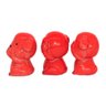 Trio de Cachorrinhos Sábios - Cego Surdo Mudo Cerâmica Vermelho - 2