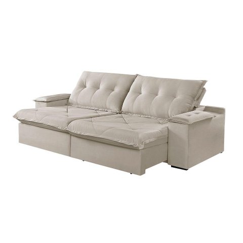 Sofá 5 Lugares Retrátil e Reclinável Martins M-163 Veludo Creme