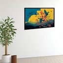 Ver imagem 2 de Quadro Decorativo Pássaros Flores Abstrato - 50x70cm:moldura Preta