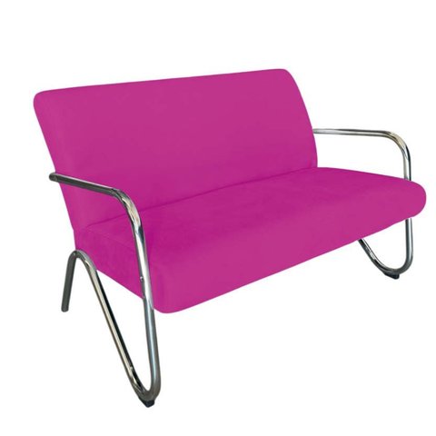 Namoradeira Decorativa Bela Couro Rosa Pink Braço Cromado
