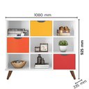 Ver imagem 4 de Nicho Organizador Multifuncional 6 Nichos 3 Gavetas Pés Retrô Cube Q01 Branco/Colorido -