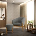 Ver imagem 2 de Puff Stella Suede Grafite Base Madeira Castanho - D'rossi Drossi