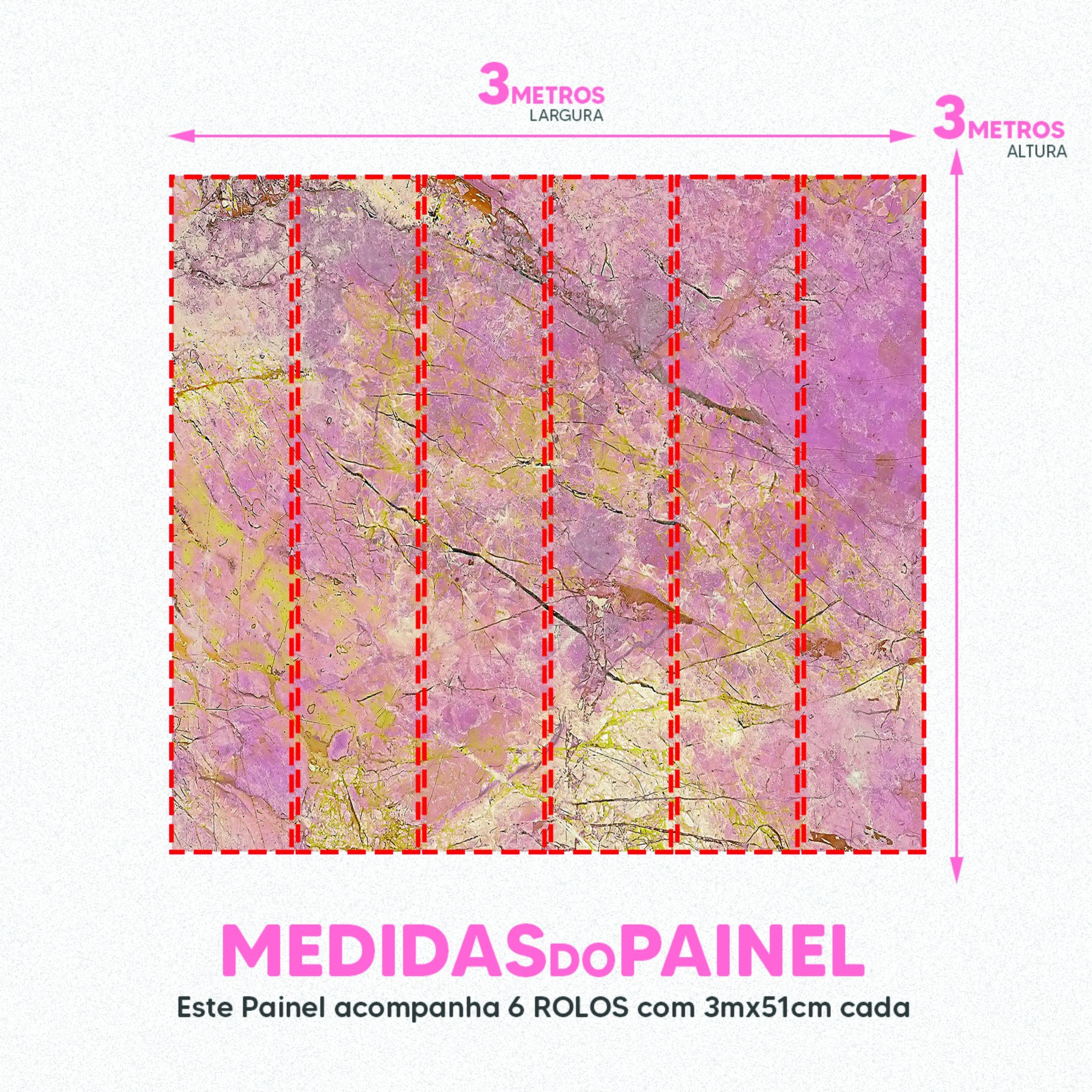 Papel de Parede Painel 3D Mármore Rosa com Bege 3M Viníl Revestimento Pedra Requinte Auto Colante - 5