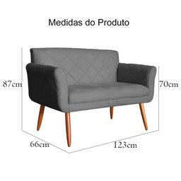 Namoradeira Decorativa Isabela Pés Palito Suede Cinza - DS Estofados - 4