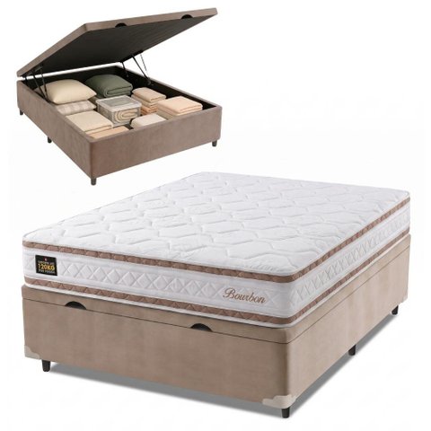 Cama Box Baú Molas Ensacadas Bourbon 138x188x61cm Hellen