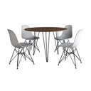 Ver imagem 2 de Mesa de Jantar Redonda 90cm Amêndoa Clips 3 Pés com 4 Cadeiras Eames Eiffel Brancas Ferro Preto