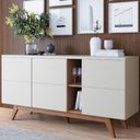 Ver imagem 4 de Buffet Ravel Industrial 3 Portas MDF-MDP Off White Matte Freijó Colibri Móveis