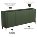 Ver imagem 2 de Aparador Buffet para Sala de Jantar 4 Portas Pés Industrial Preto Naim I03 Musgo - Lyam Decor