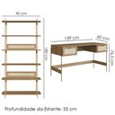 Ver imagem 3 de Escrivaninha e Estante 28974 Palhinha Pes Metal Hanover Dourado Artesano
