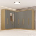 Ver imagem 1 de Guarda-Roupa de Canto com Espelho Modulado 11 Portas 4 Gavetas Espanha Cinza/Jequitibá/Granizo