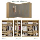 Ver mais imagens de Guarda-Roupa de Canto com Espelho Modulado 11 Portas 4 Gavetas Espanha Cinza/Jequitibá/Granizo