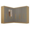 Ver imagem 2 de Guarda-Roupa de Canto com Espelho Modulado 11 Portas 4 Gavetas Espanha Cinza/Jequitibá/Granizo