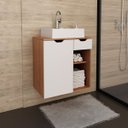 Ver imagem 6 de Gabinete de Banheiro 60 Cm 1 Porta com Cuba Romana Amêndoa/branco