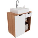 Ver imagem 1 de Gabinete de Banheiro 60 Cm 1 Porta com Cuba Romana Amêndoa/branco