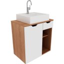 Ver imagem 2 de Gabinete de Banheiro 60 Cm 1 Porta com Cuba Romana Amêndoa/branco
