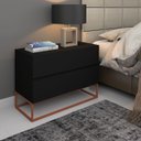 Ver imagem 4 de Mesa de Cabeceira Retrô Alto Padrão com 2 Gavetas Base Cobre:preto