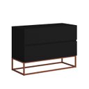 Ver imagem 2 de Mesa de Cabeceira Retrô Alto Padrão com 2 Gavetas Base Cobre:preto