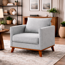 Ver imagem 1 de Poltrona em Bouclé Confortável Cinza Orgânica Decorativa com Almofada Sala