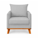 Ver imagem 5 de Poltrona em Bouclé Confortável Cinza Orgânica Decorativa com Almofada Sala