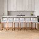 Ver imagem 1 de Banqueta Cozinha Alta com Encosto Industrial Kit 6 Bronze Lirina Pu Branco C05 - D'Rossi
