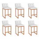 Ver imagem 2 de Banqueta Cozinha Alta com Encosto Industrial Kit 6 Bronze Lirina Pu Branco C05 - D'Rossi