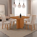 Ver imagem 1 de Mesa de Jantar Olímpia 90cm Tampo MDF Laminado Canto Copo com 4 Cadeiras Lisa
