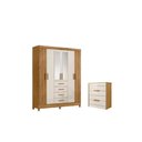 Ver imagem 3 de Conjunto Guarda Roupa Espelho e Comoda Lins Freijo Off White