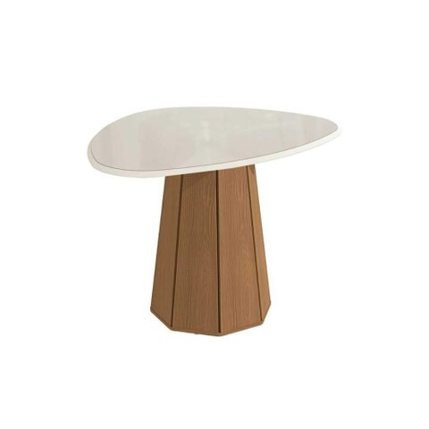 Mesa Multiuso Cozinha Jade C/ Tampo Madeirado C/ Vidro 135x105cm Canela/vidro Off White - Kappesberg