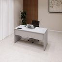 Ver imagem 1 de Mesa Escritório Plataforma 150cm 1 Cx de Tomada Pé Painel F5 Cor:cinza